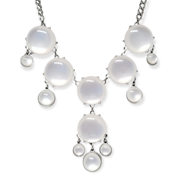 22.5" Silver Tone Moonstone Lucite Statement Necklace - Picture 3 of 6